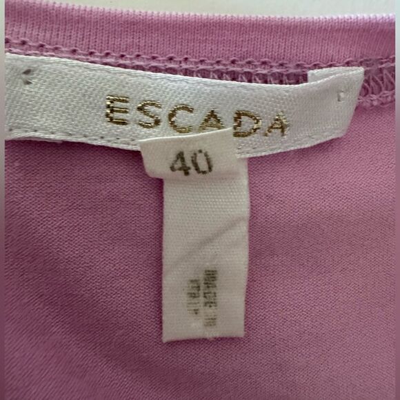 Escada $325 Lavender V-Neck Knit Shirt Sz 40/10 Short Sleeve Cotton Blend Italy - Picture 4 of 5